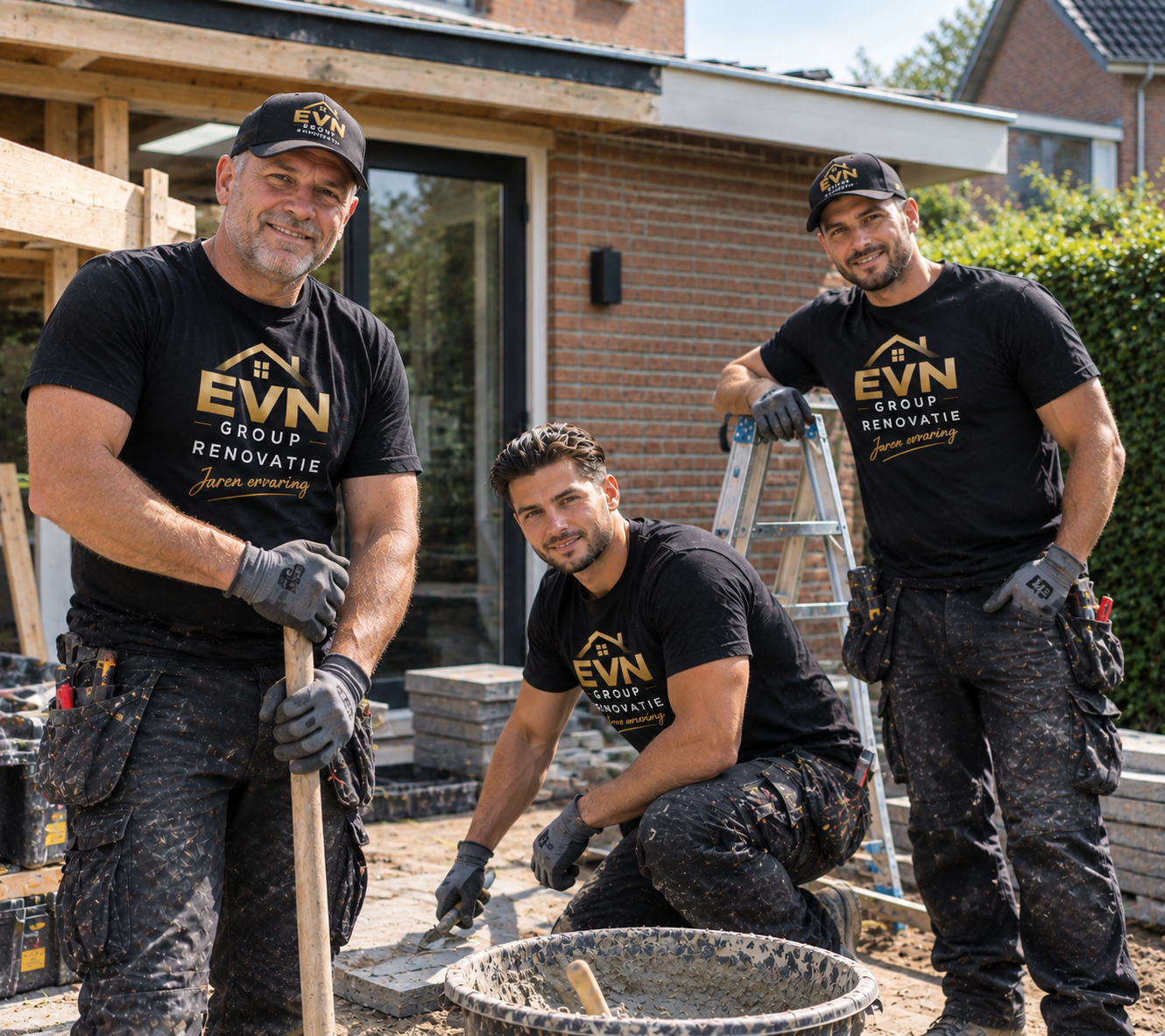 Het team van EVN Group tijdens renovatiewerken